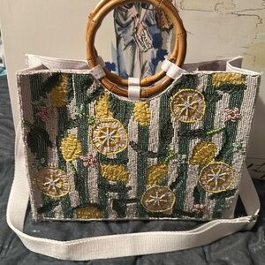Sol and Mer Beaded Tote Bag with Bamboo Handles